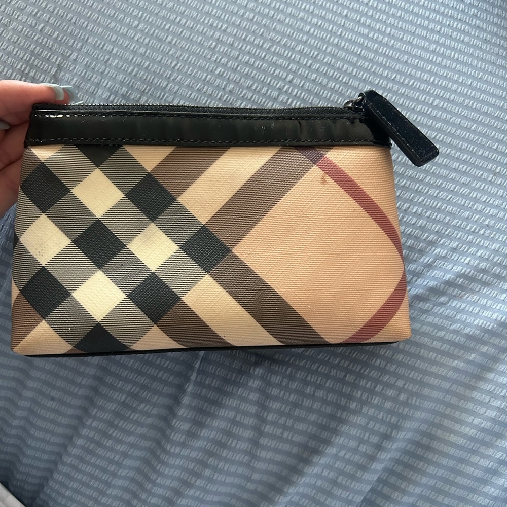 Burberry Beige and Black Checkered Pouch